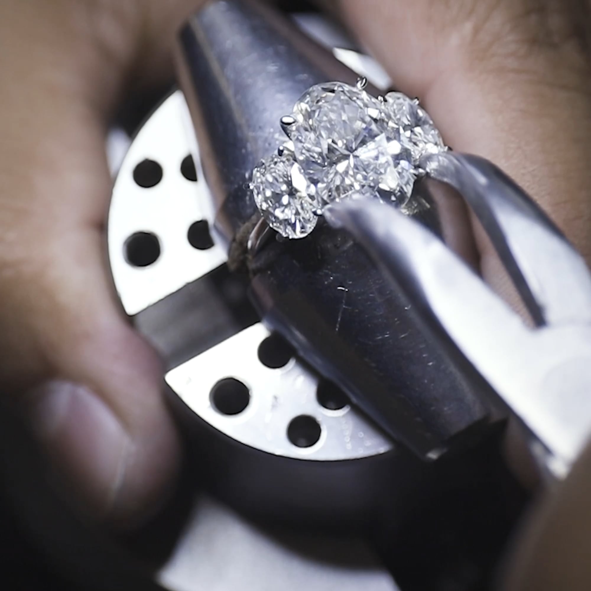 Orlena Oval Cut Lab-Grown Diamond Engagement Ring with Hidden Halo Design