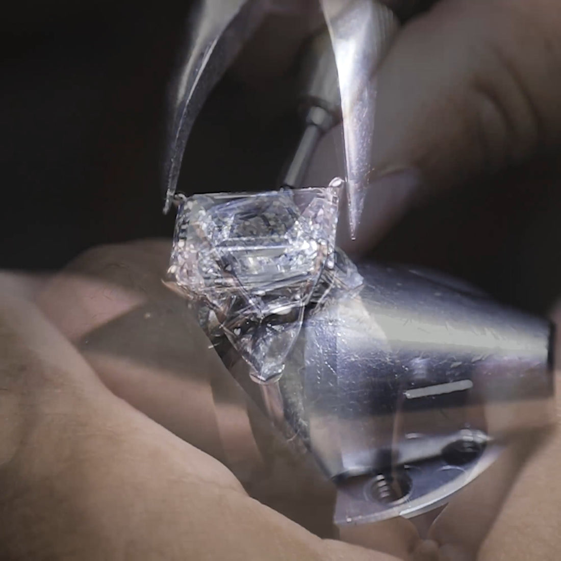 Emerald Cut Three-Stone Engagement Ring