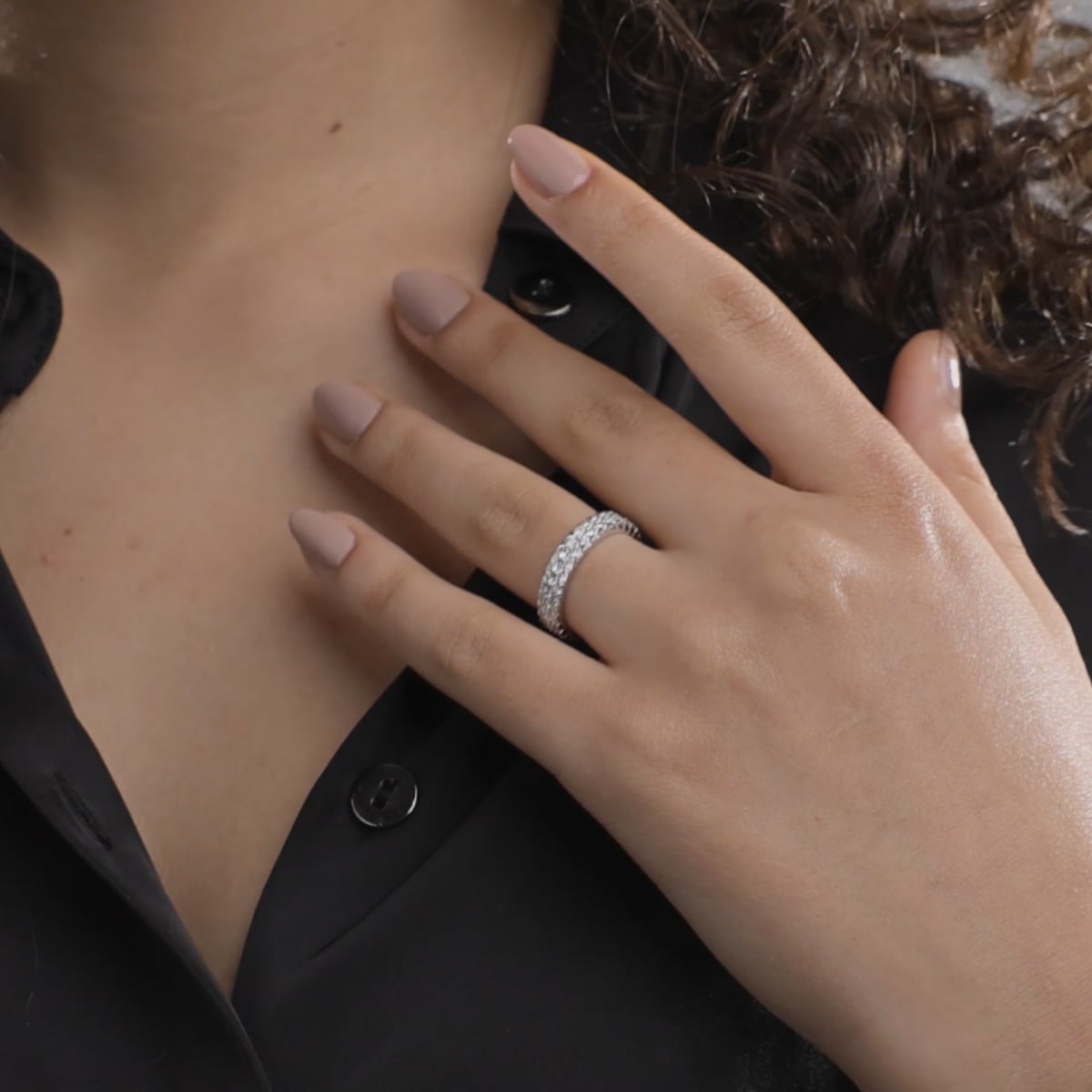 Duetéra Round Lab-Grown Diamond Double Row Pavé Eternity Band