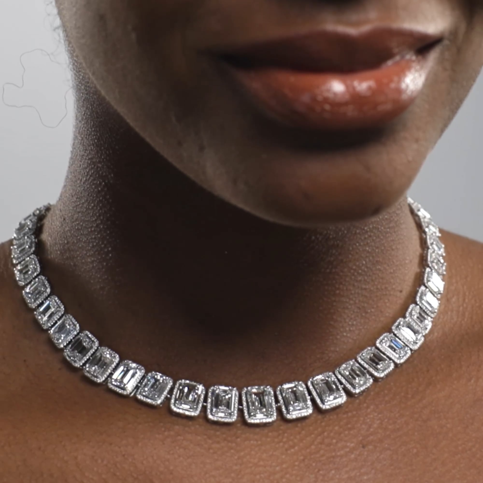 Florence Emerald & Diamond Halo Lab Grown Necklace – Vintage Heirloom Design