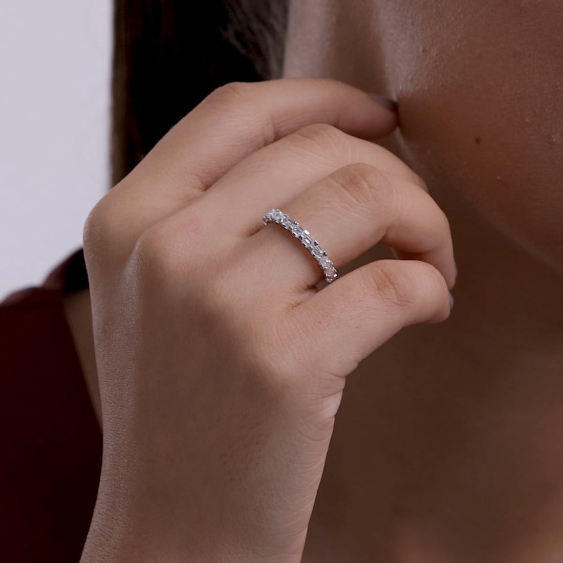 Decora East-West Emerald Lab-Grown Diamond Wedding Band
