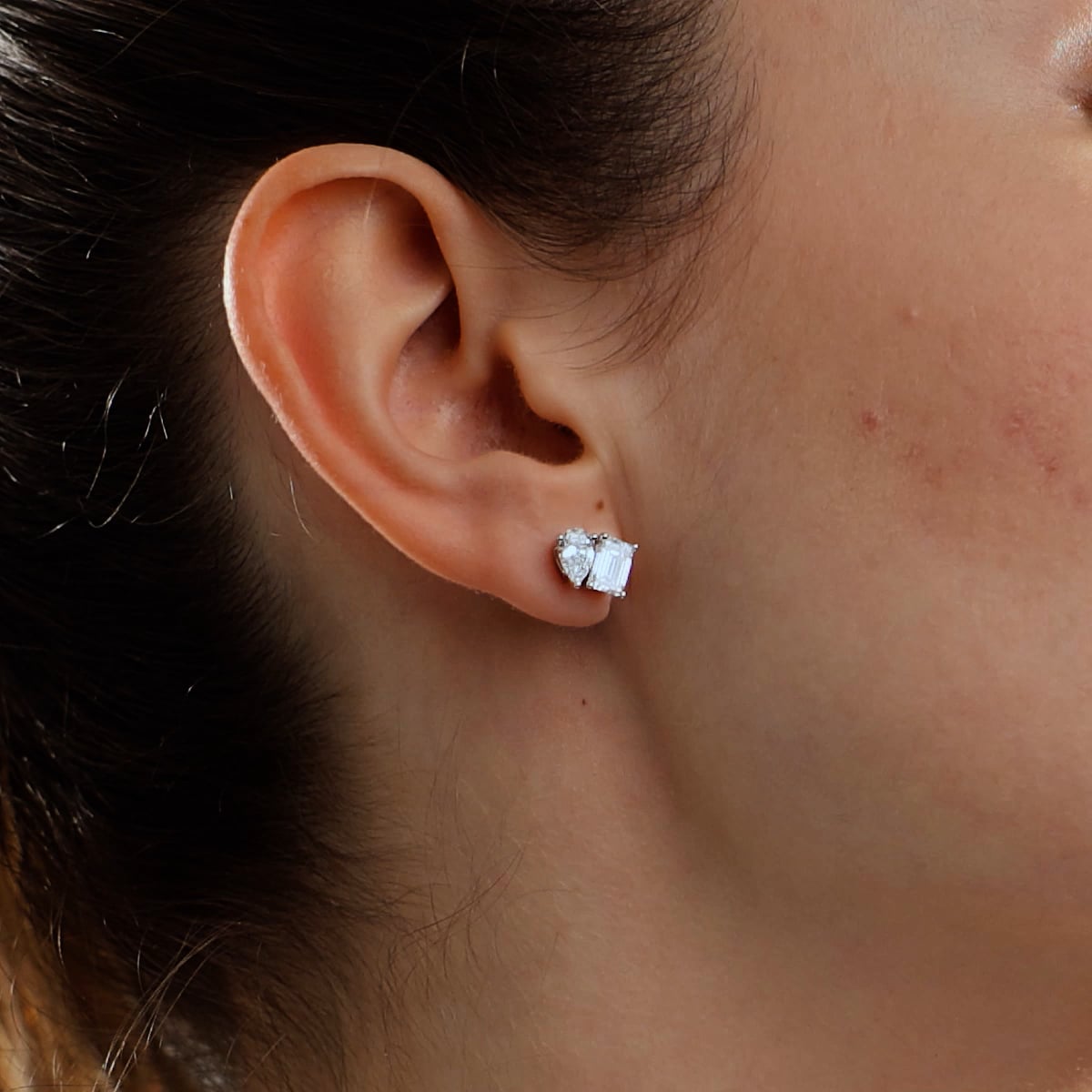 Toi Et Moi Emerald & Pear Lab Grown Diamond Stud Earrings