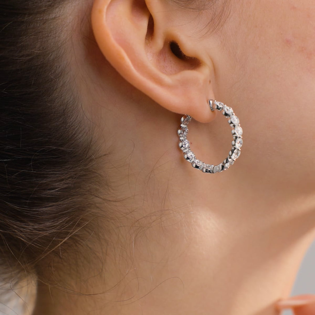 Round Lab Grown Diamond Inside-Out Floating Hoop Earrings
