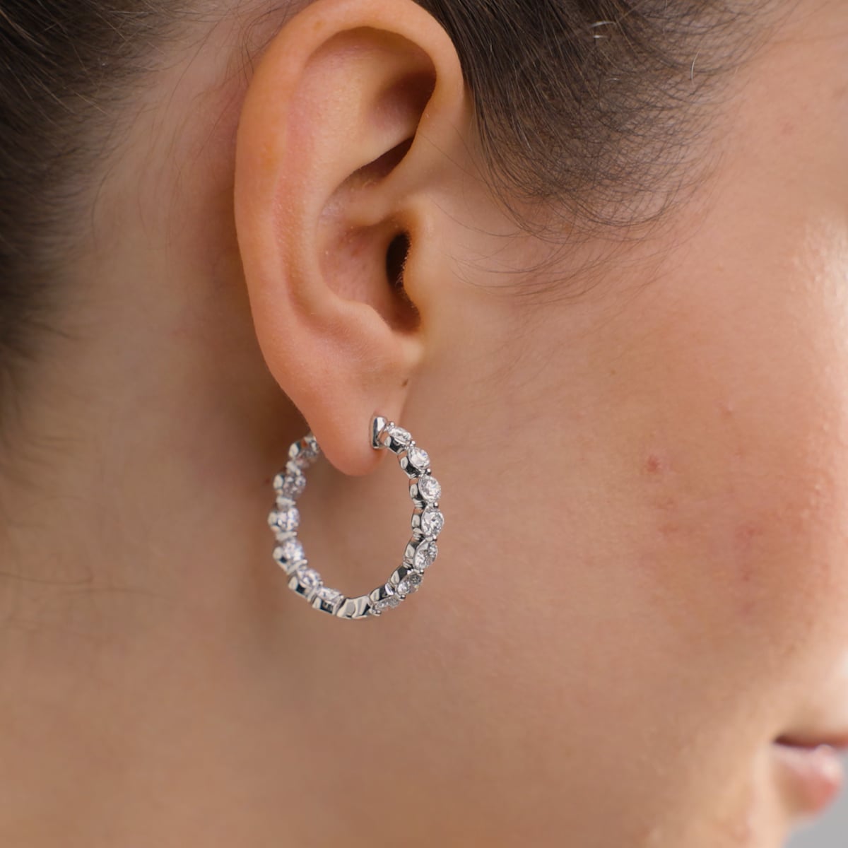 Lunara Diamond Floating Hoop Earrings
