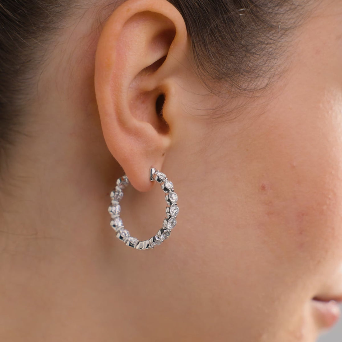 Lunara Diamond Floating Hoop Earrings
