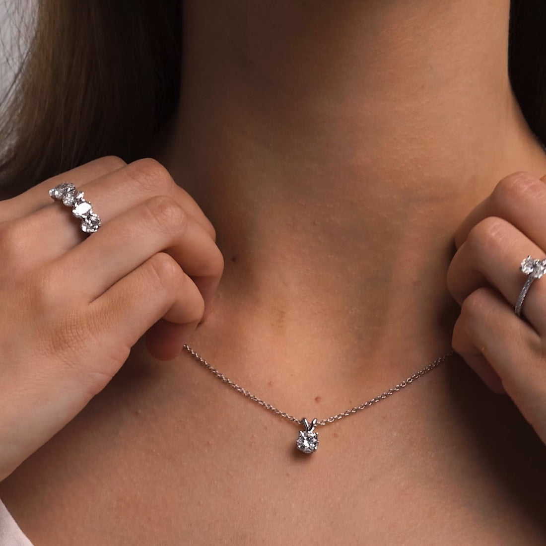 Aurelia Round Lab Grown Diamond Split Bail Solitaire Pendant