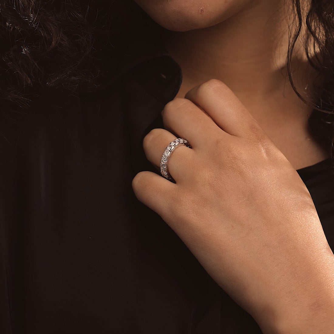 Timeless Cushion Cut Lab Grown Diamond Eternity Band Ring in Solid Gold