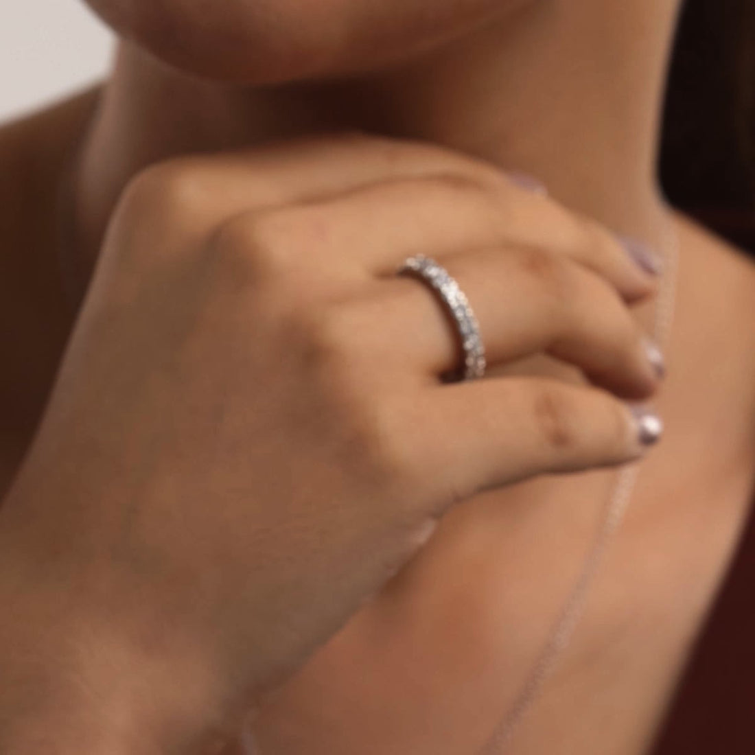 Élégance Round Lab-Grown Diamond French Pavé Eternity Band