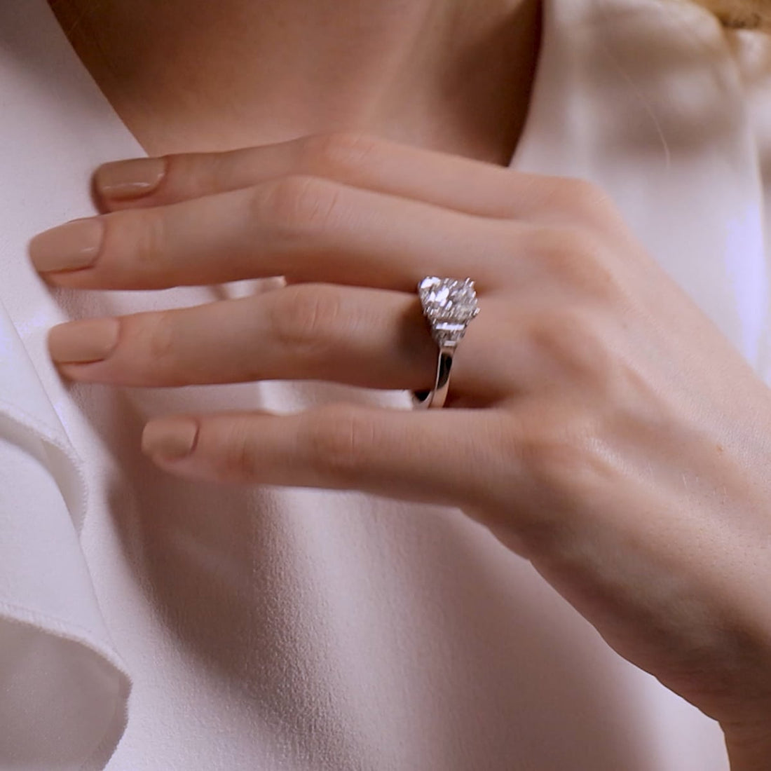 Aurora Cushion Lab-Grown Diamond Side Stone Engagement Ring