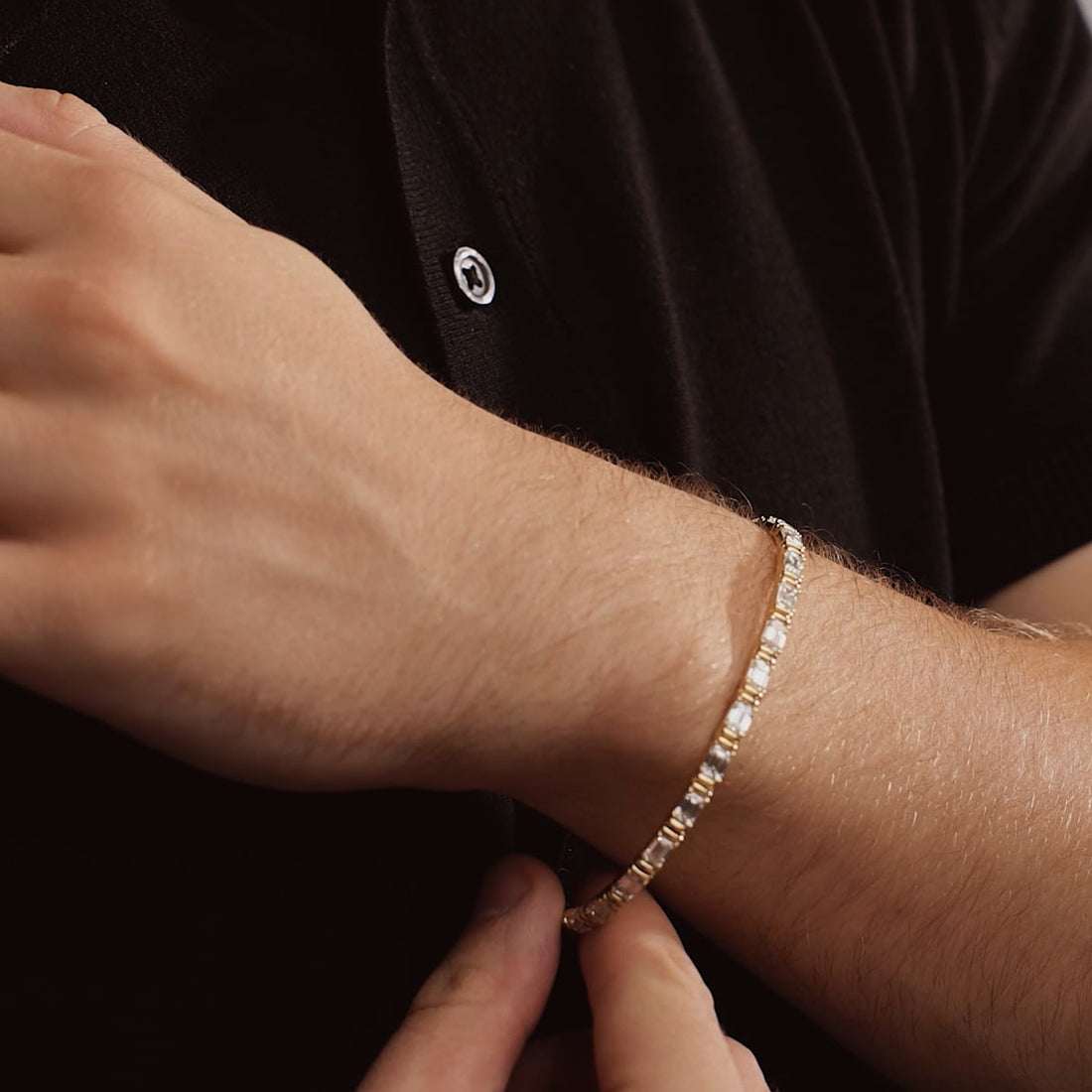 Modern Majesty Emerald Lab Grown Diamond Men’s Tennis Bracelet
