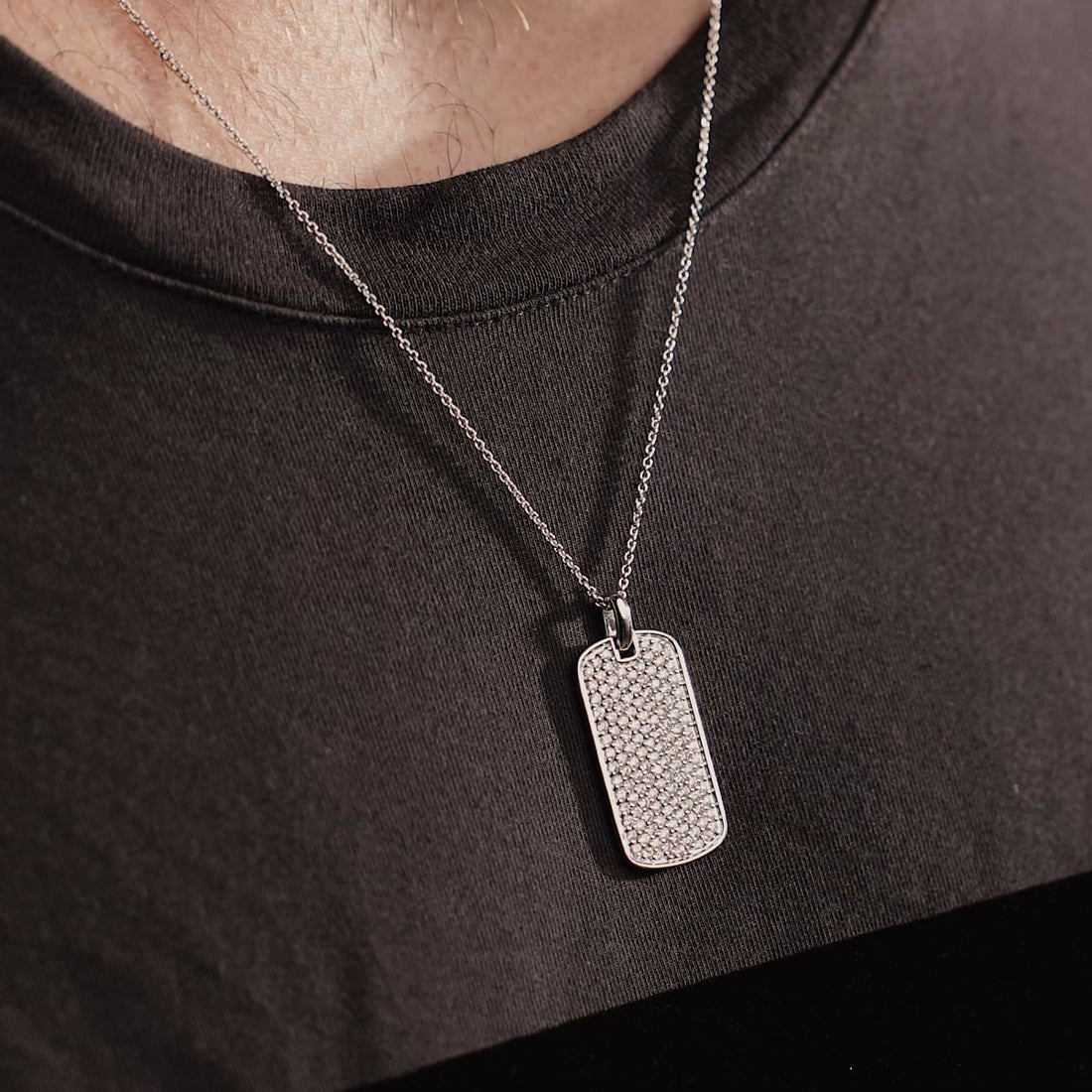 Canis Luxe Round Lab Grown Diamond Dog Tag Pendant