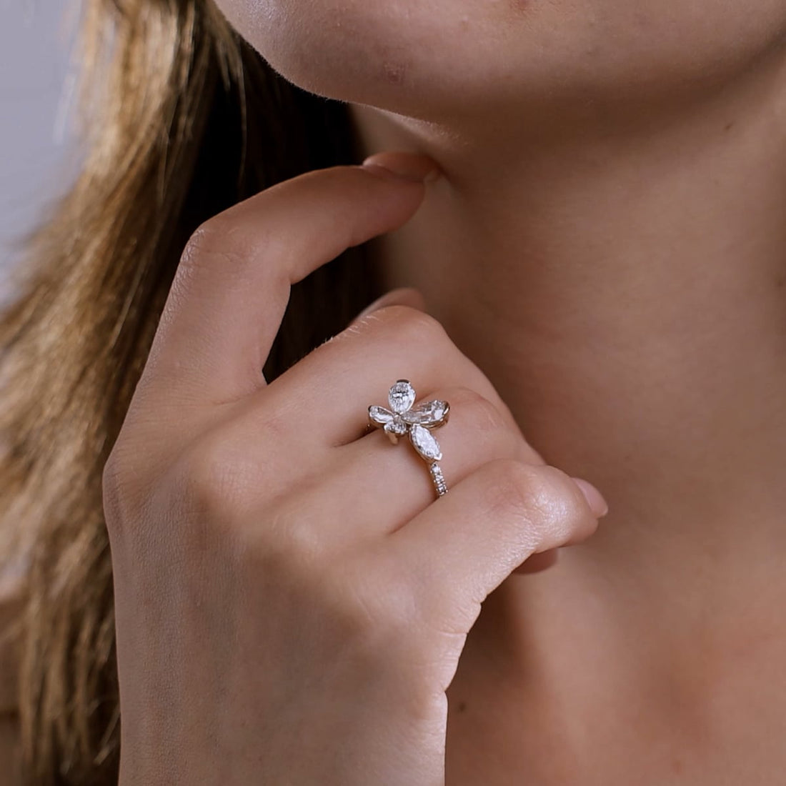 Florique Pear & Marquise Lab-Grown Diamond Flower Ring
