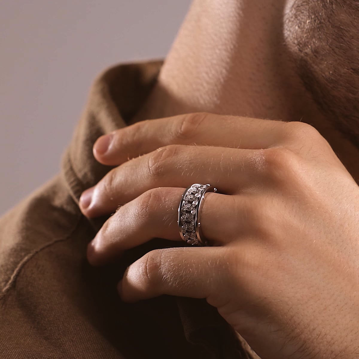 Statement Cuban Link Pave Diamond Eternity Band