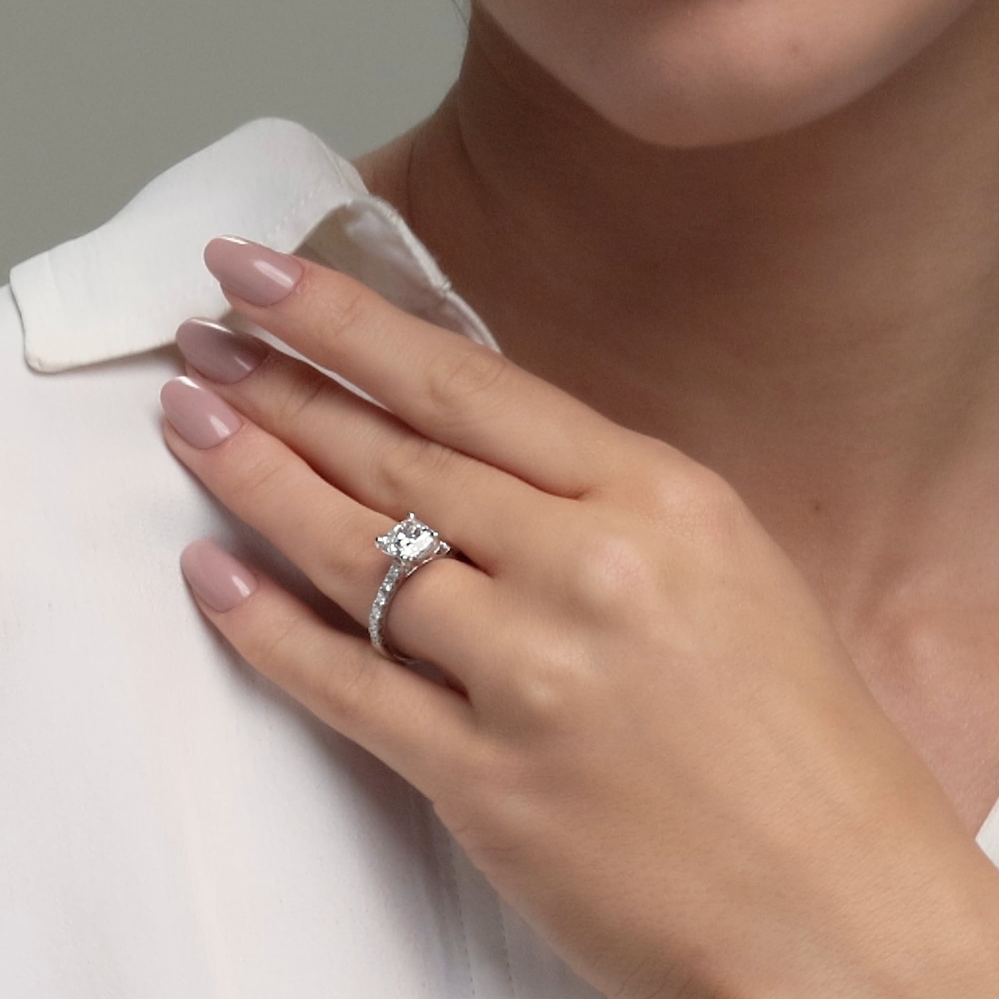 Cushion Lab Grown Diamond Royal Crown Halo Engagement Ring