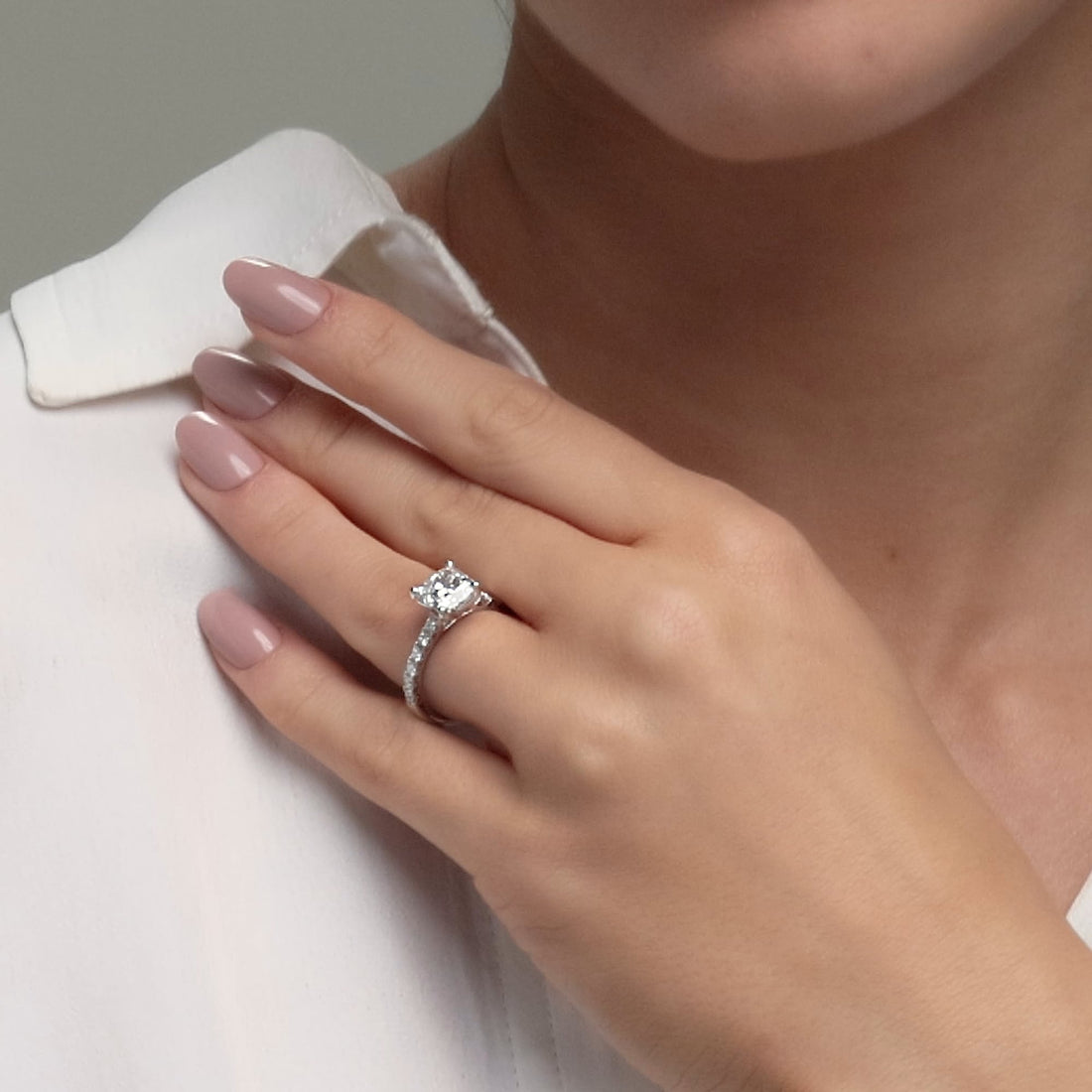 Cushion Lab Grown Diamond Royal Crown Halo Engagement Ring