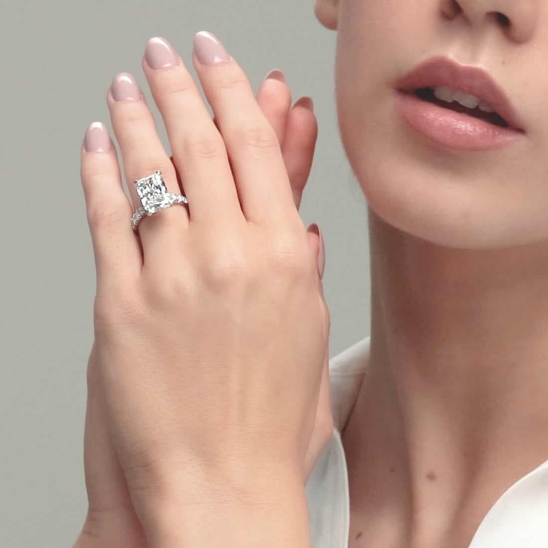Celestia Radiant Lab-Grown Diamond French Pavé Engagement Ring