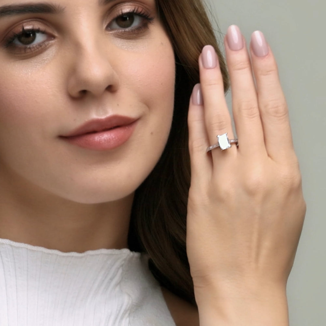 Emerald Cut Solitaire Bridal Ring Set