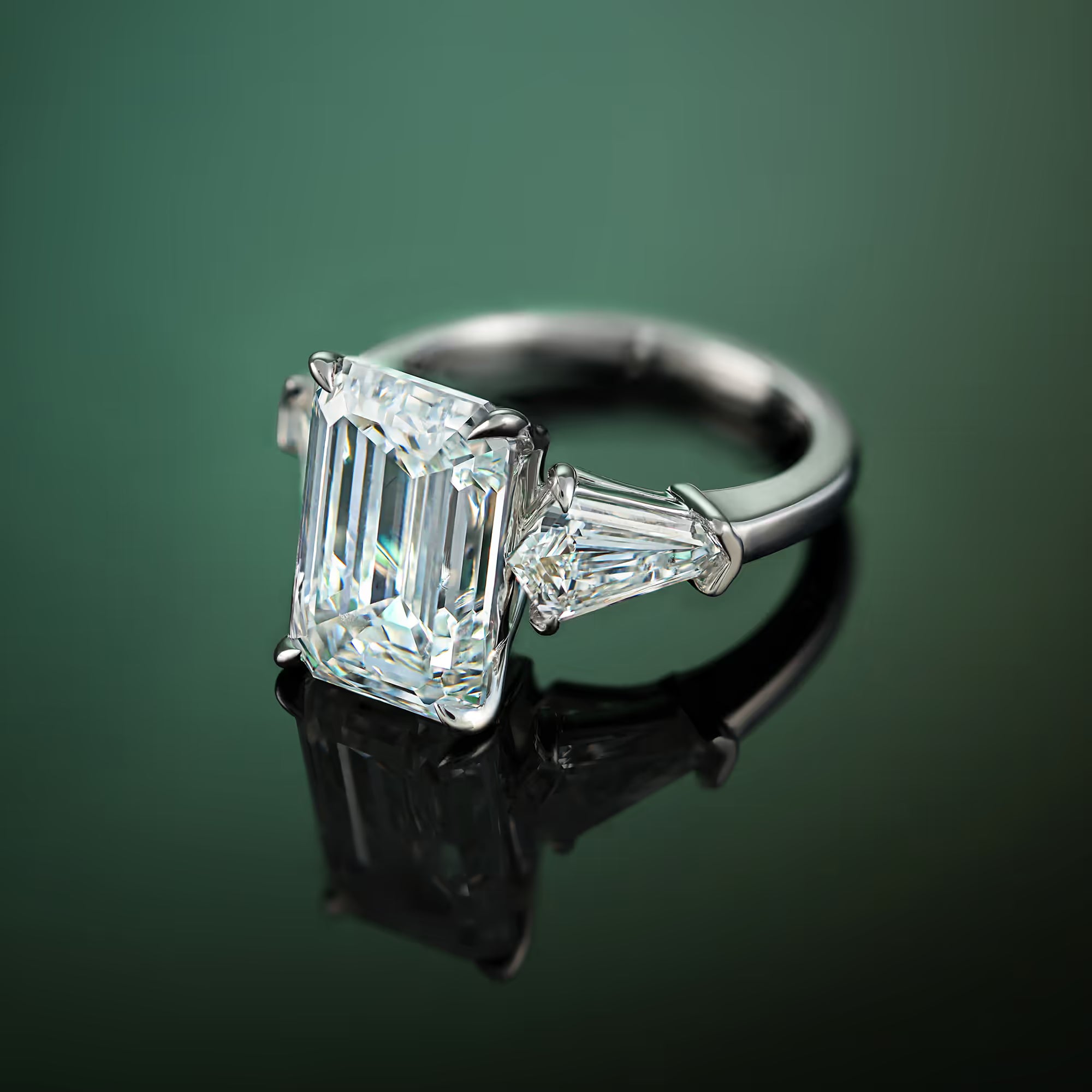 Emerald Cut Three-Stone Engagement Ring