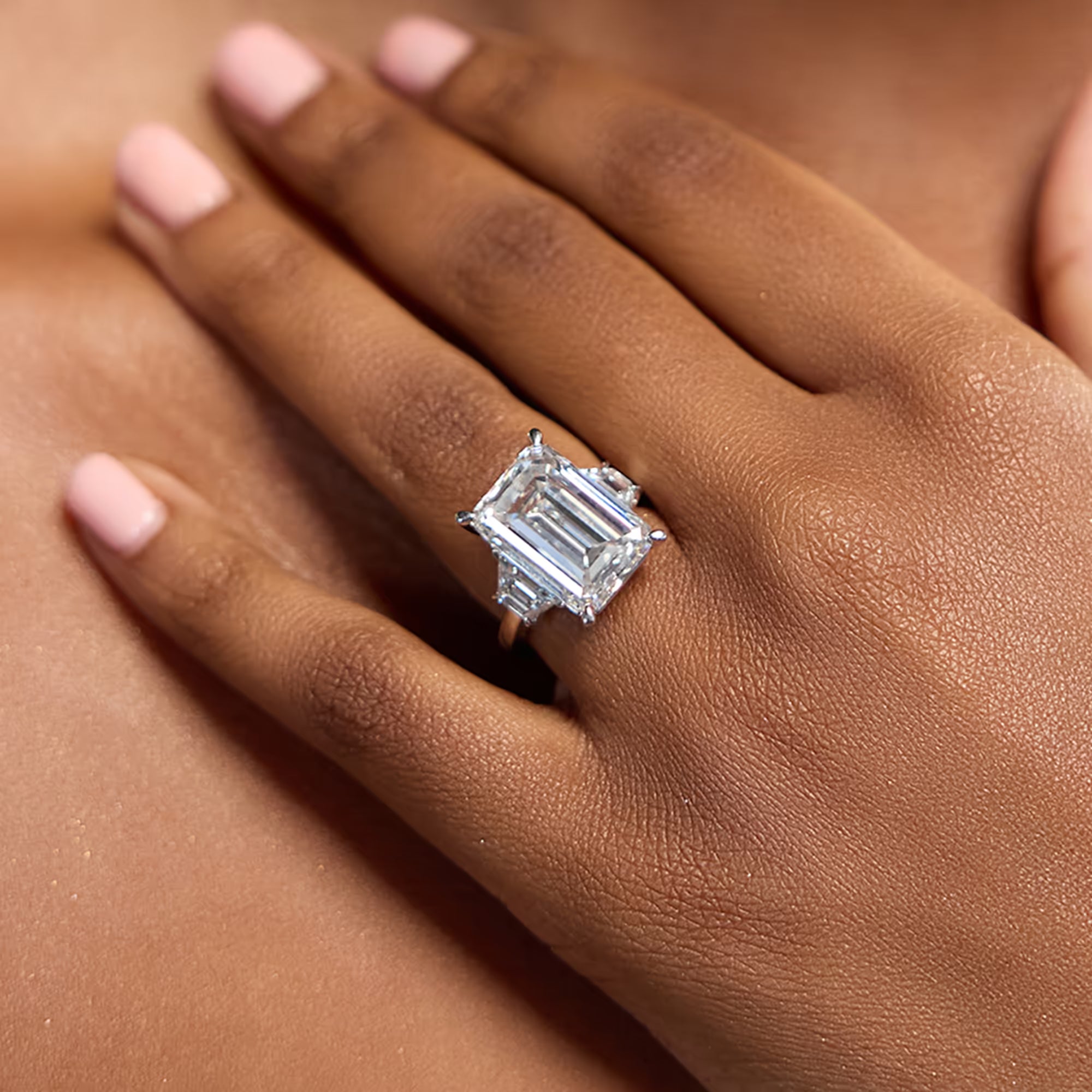 Emerald Cut Three-Stone Engagement Ring
