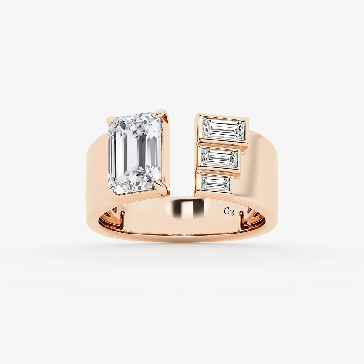 Cigaréa Luxe Emerald & Baguette Lab-Grown Diamond Cigar Band