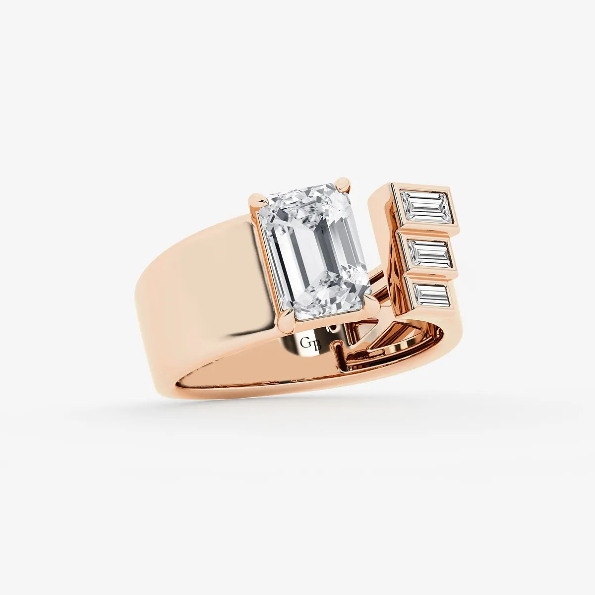 Cigaréa Luxe Emerald & Baguette Lab-Grown Diamond Cigar Band