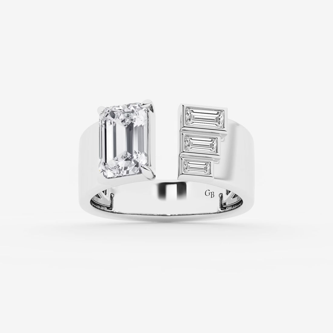 Cigaréa Luxe Emerald & Baguette Lab-Grown Diamond Cigar Band