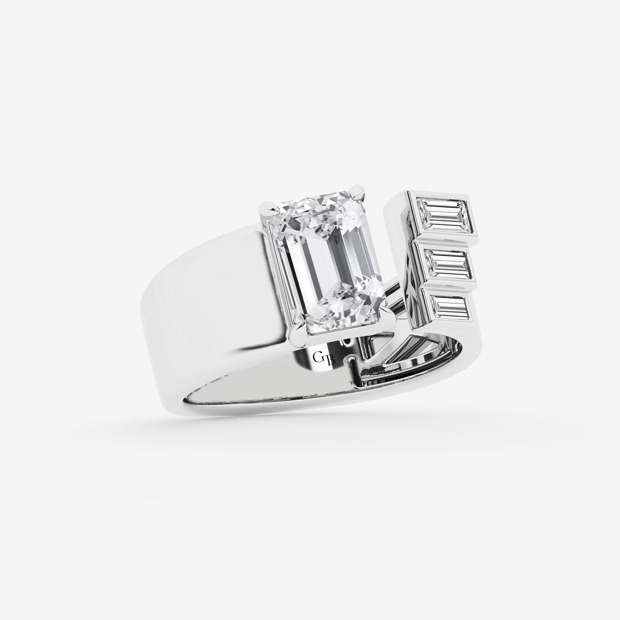 Cigaréa Luxe Emerald & Baguette Lab-Grown Diamond Cigar Band