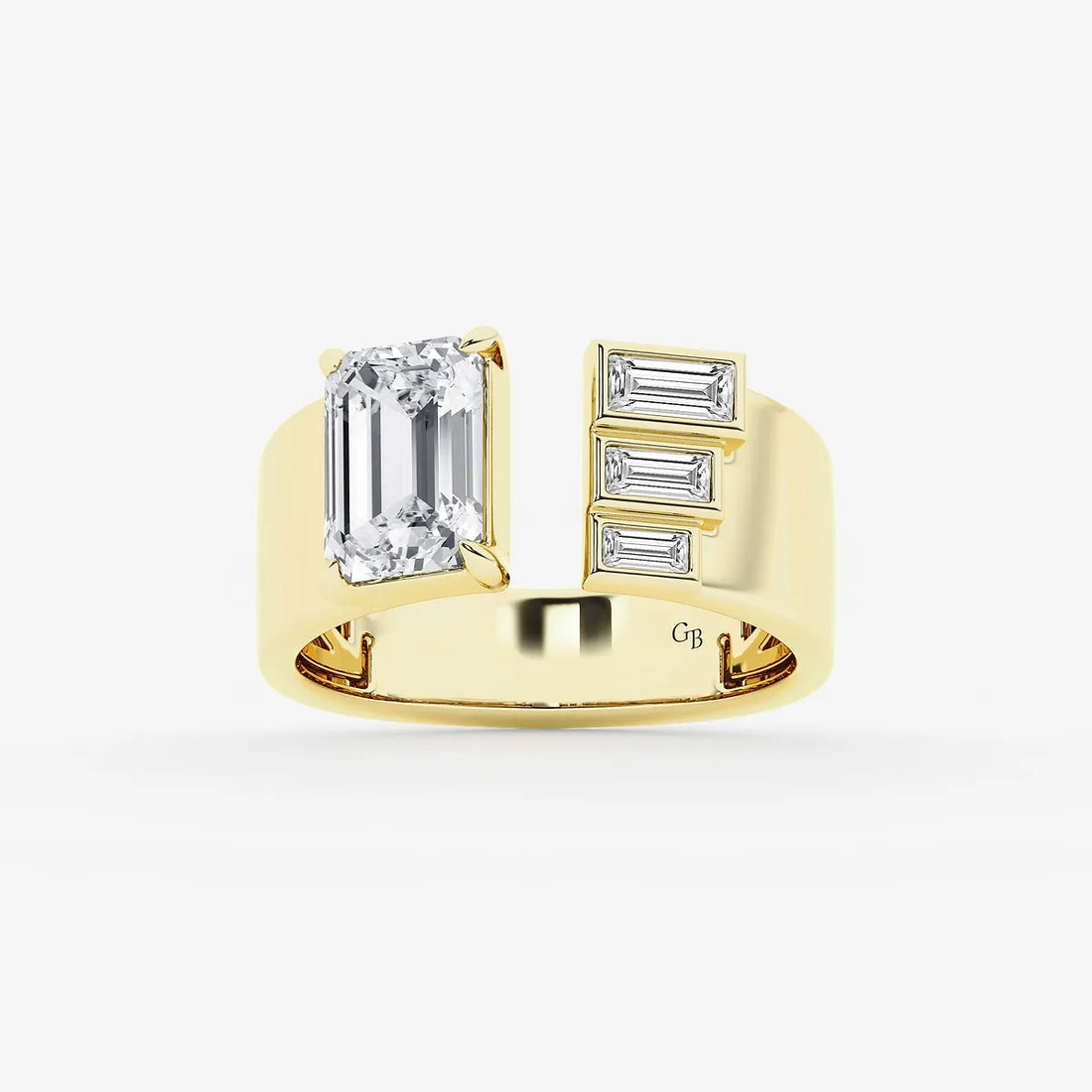Cigaréa Luxe Emerald & Baguette Lab-Grown Diamond Cigar Band