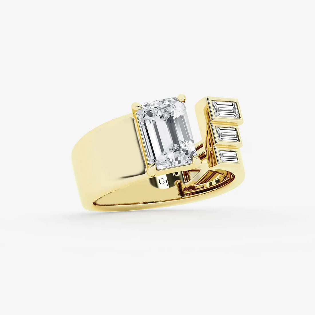 Cigaréa Luxe Emerald & Baguette Lab-Grown Diamond Cigar Band