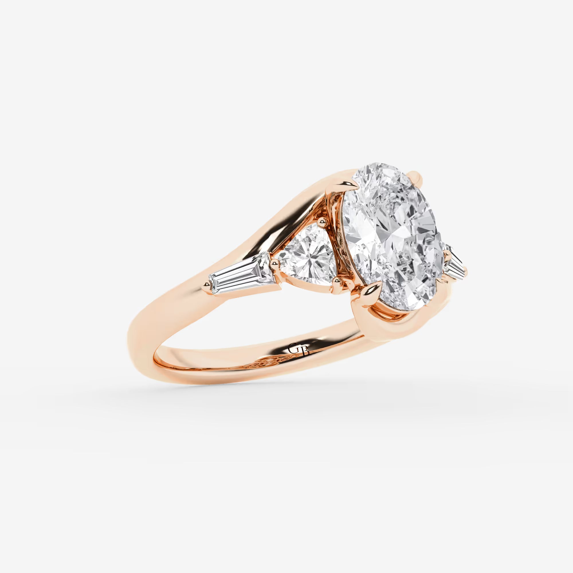 Celestia Oval Lab Grown Diamond Engagement Ring with Multi-Shape Side Stones