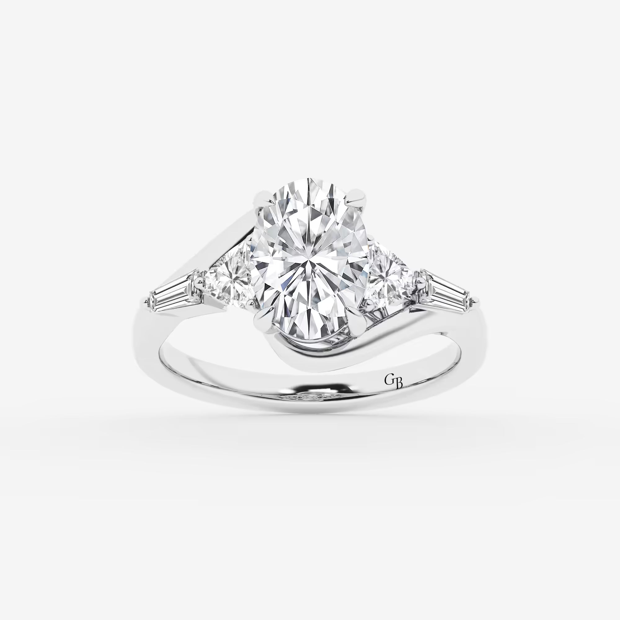 Celestia Oval Lab Grown Diamond Engagement Ring with Multi-Shape Side Stones