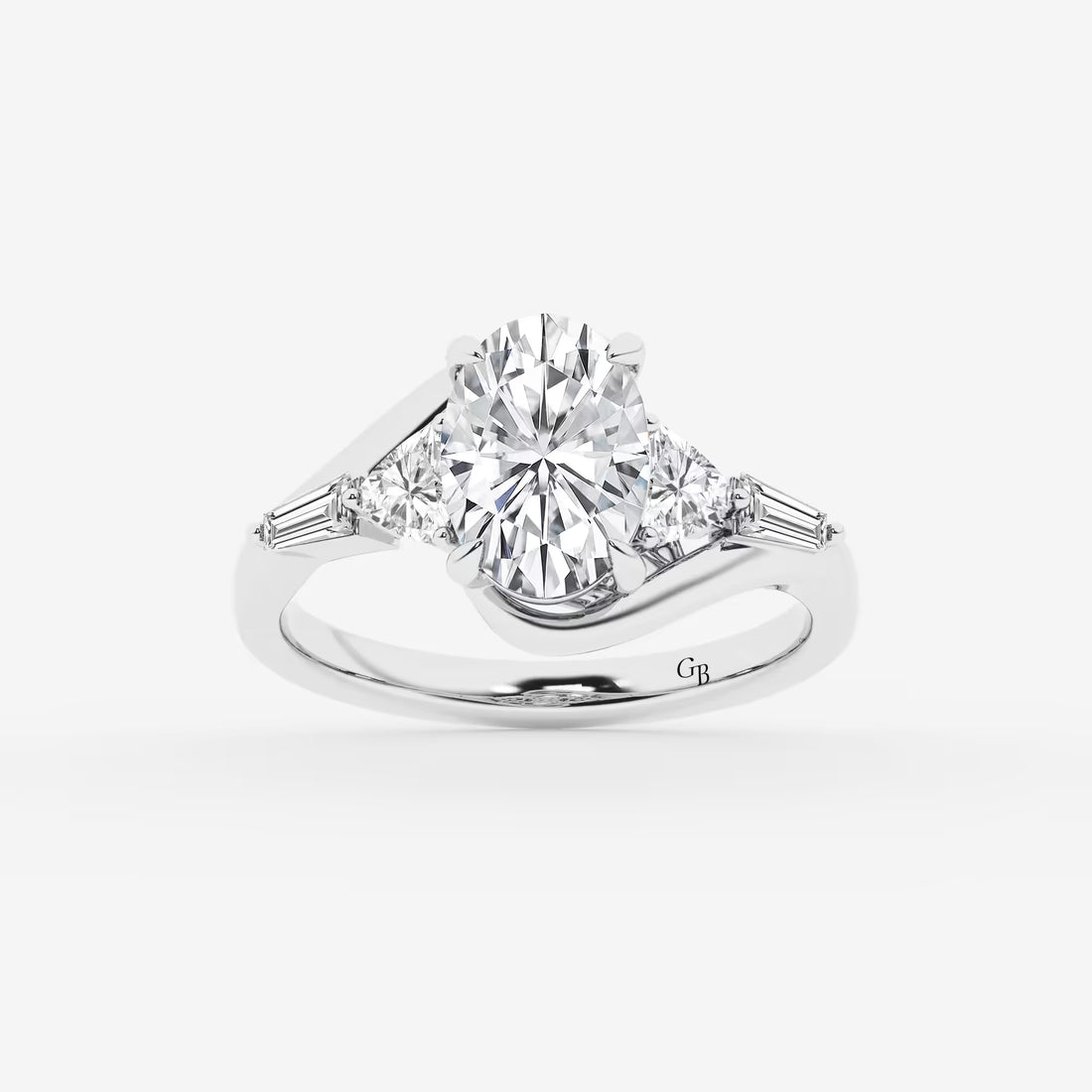 Celestia Oval Lab Grown Diamond Engagement Ring with Multi-Shape Side Stones