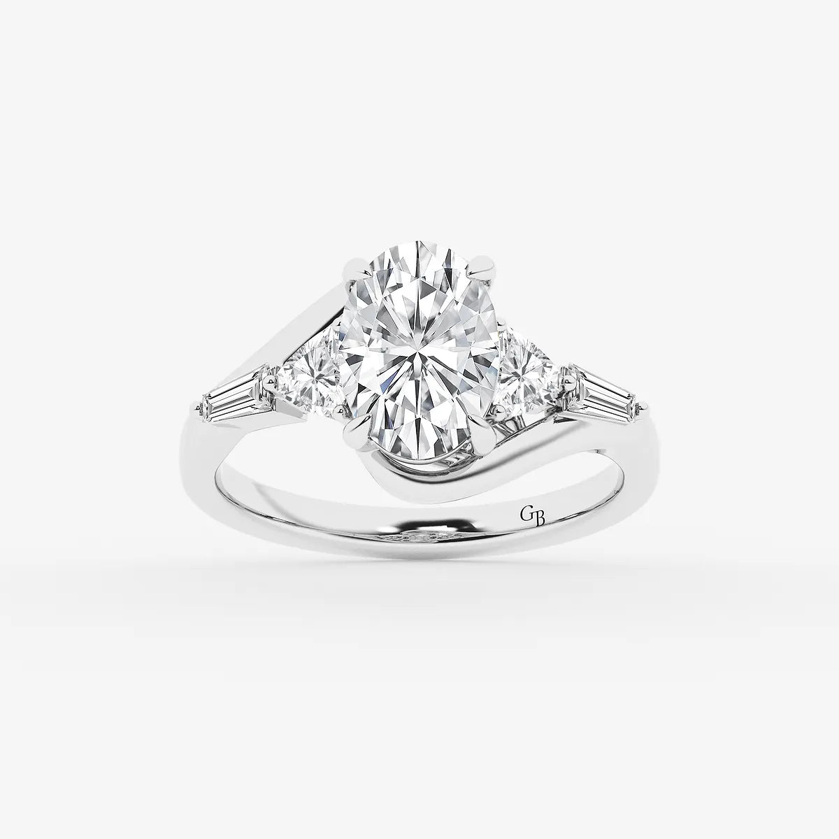 Celestia Oval Lab Grown Diamond Engagement Ring with Multi-Shape Side Stones