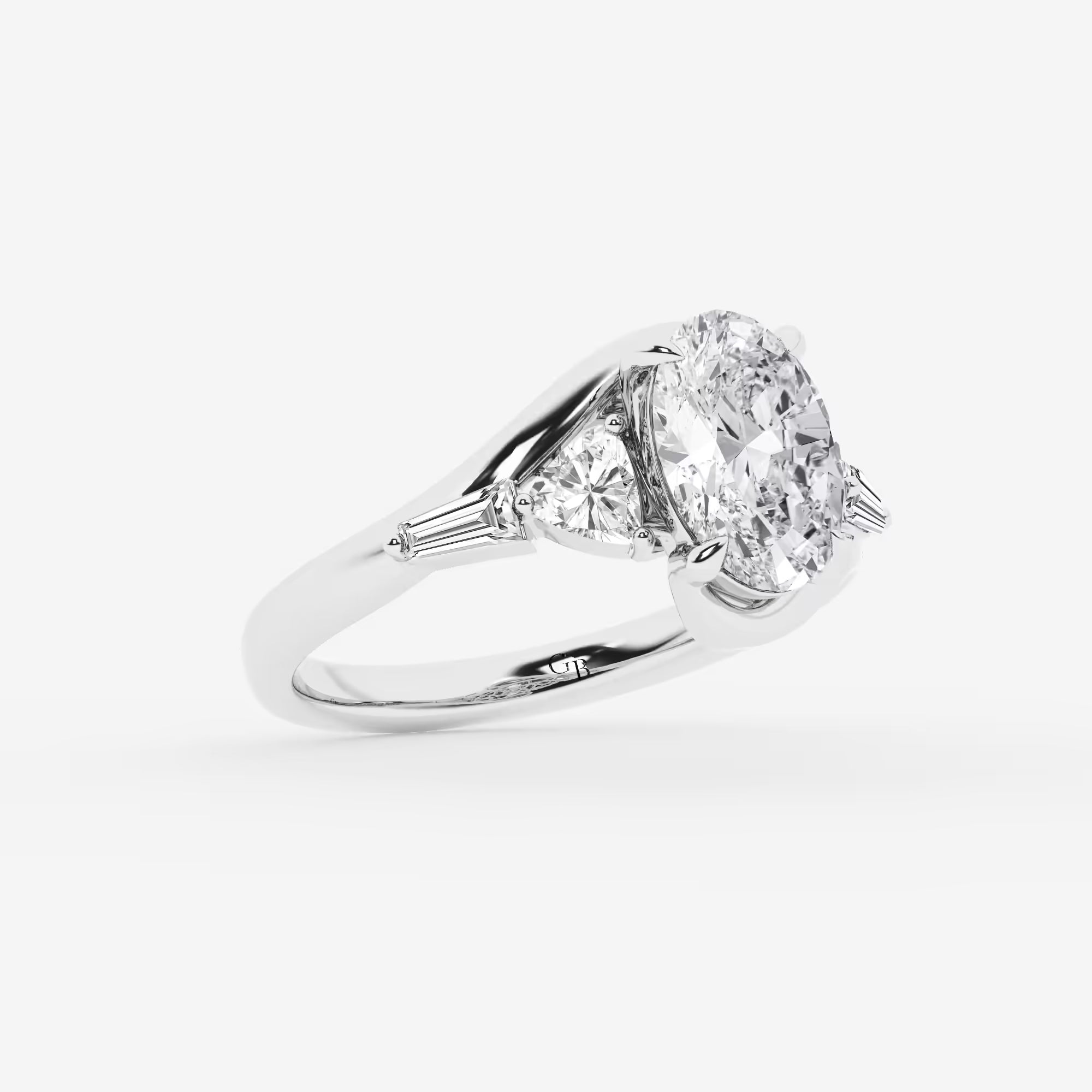 Celestia Oval Lab Grown Diamond Engagement Ring with Multi-Shape Side Stones