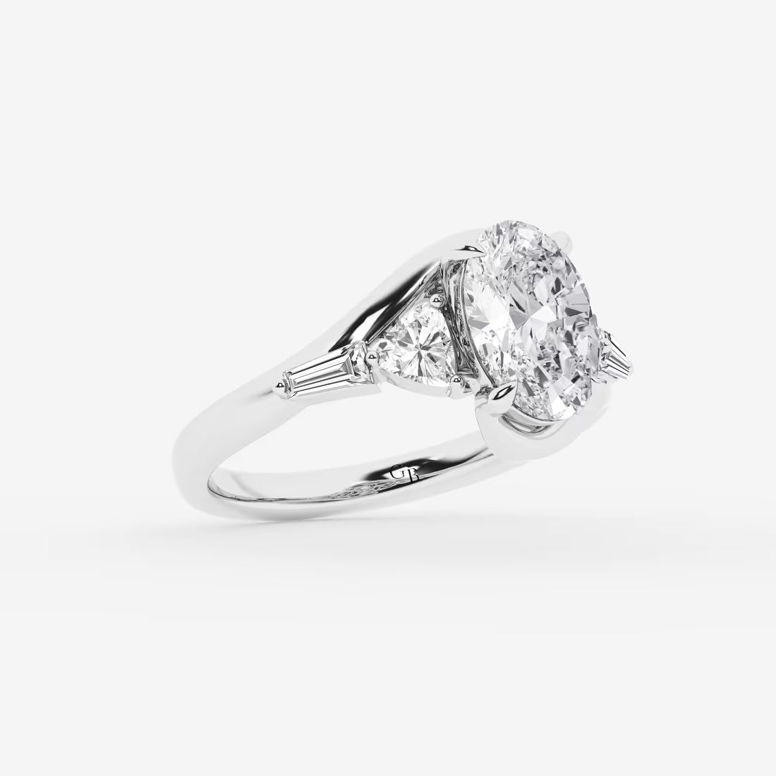 Celestia Oval Lab Grown Diamond Engagement Ring with Multi-Shape Side Stones