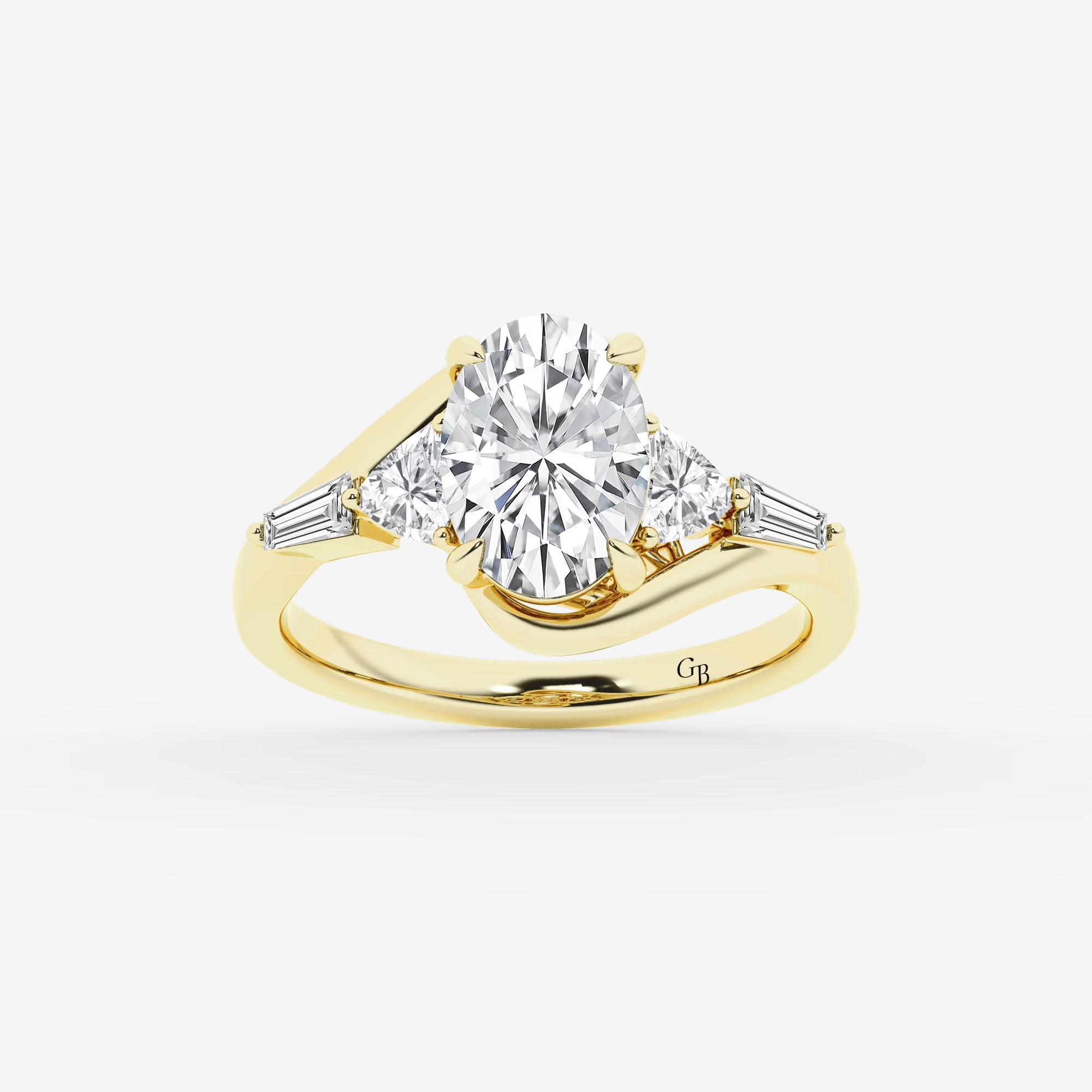 Celestia Oval Lab Grown Diamond Engagement Ring with Multi-Shape Side Stones