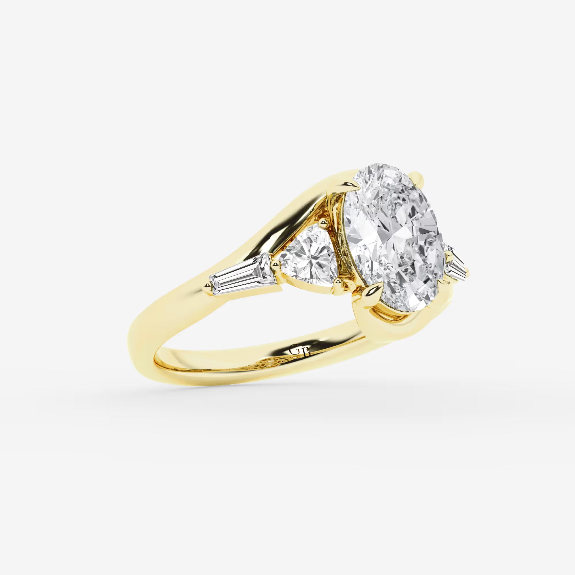 Celestia Oval Lab Grown Diamond Engagement Ring with Multi-Shape Side Stones