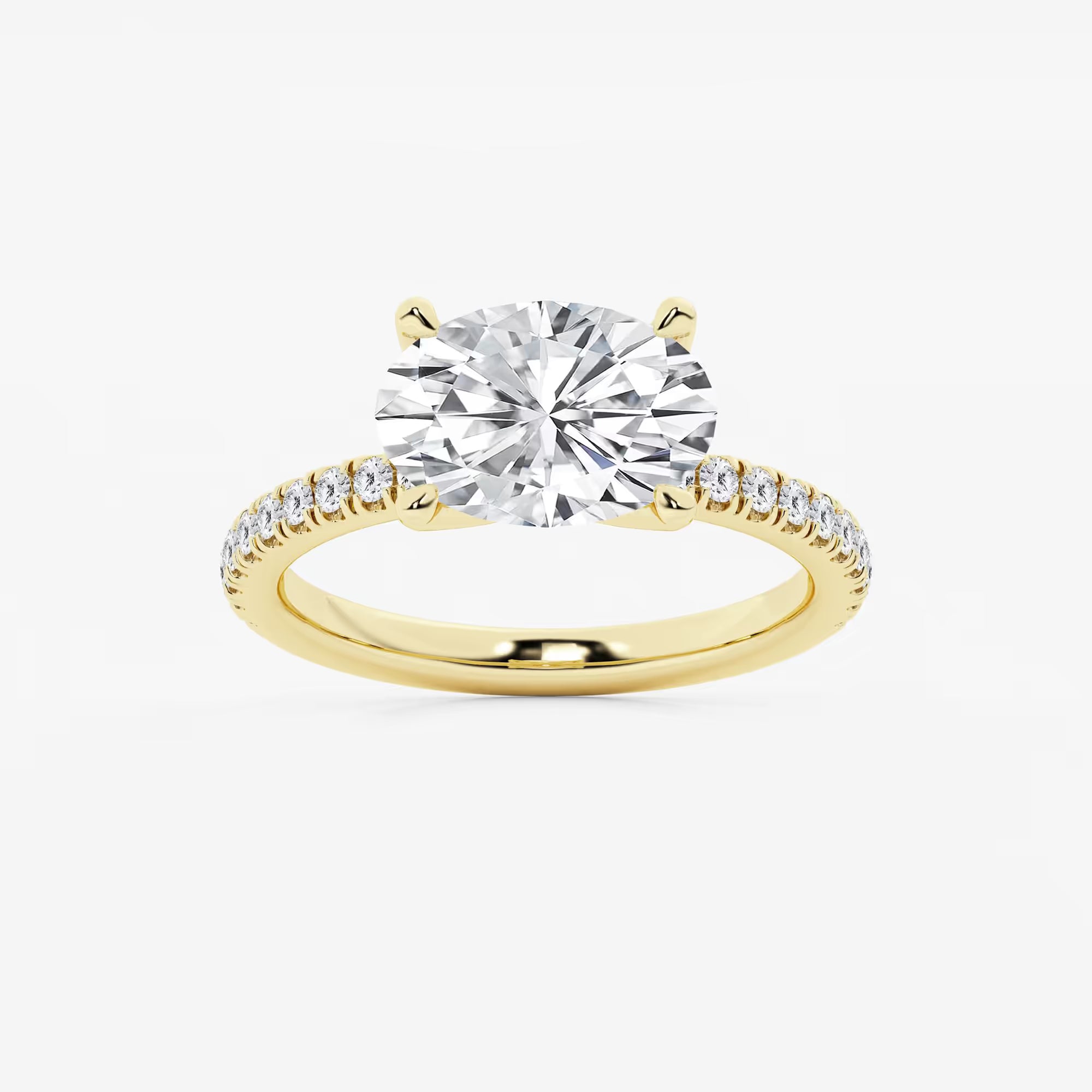 Noelle Oval Lab Grown Diamond Engagement Ring with Timeless Side Accents