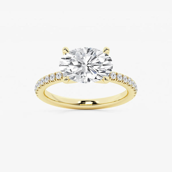 Noelle Oval Lab Grown Diamond Engagement Ring with Timeless Side Accents