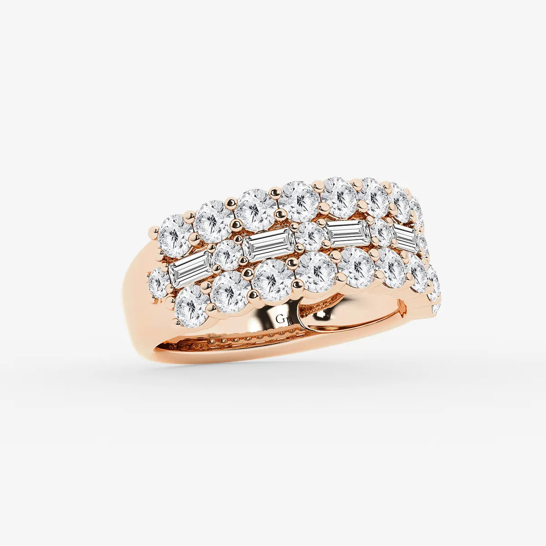 Luxe Layered Diamond Ring with Baguette & Round Stones