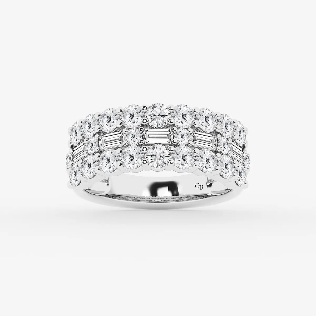 Luxe Layered Diamond Ring with Baguette & Round Stones