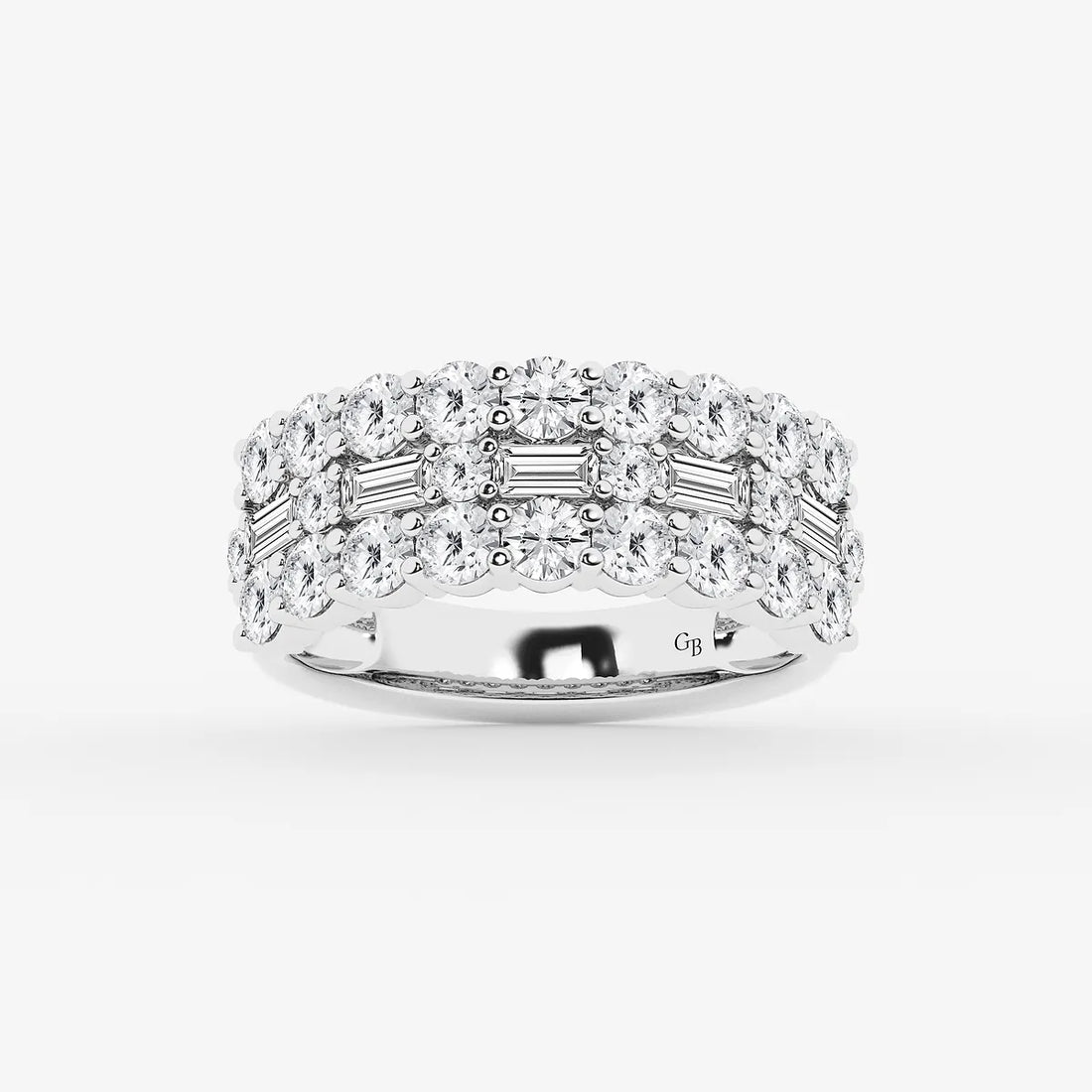 Luxe Layered Diamond Ring with Baguette & Round Stones