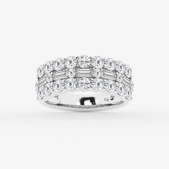 Luxe Layered Diamond Ring with Baguette & Round Stones