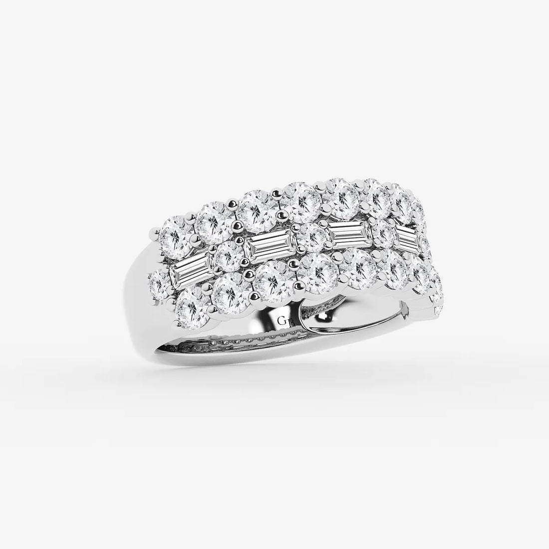 Luxe Layered Diamond Ring with Baguette & Round Stones