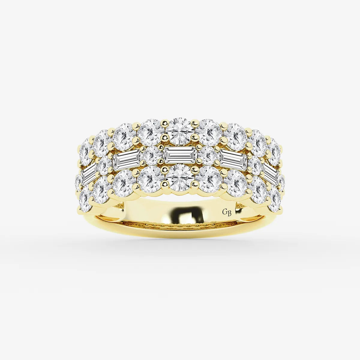 Luxe Layered Diamond Ring with Baguette & Round Stones