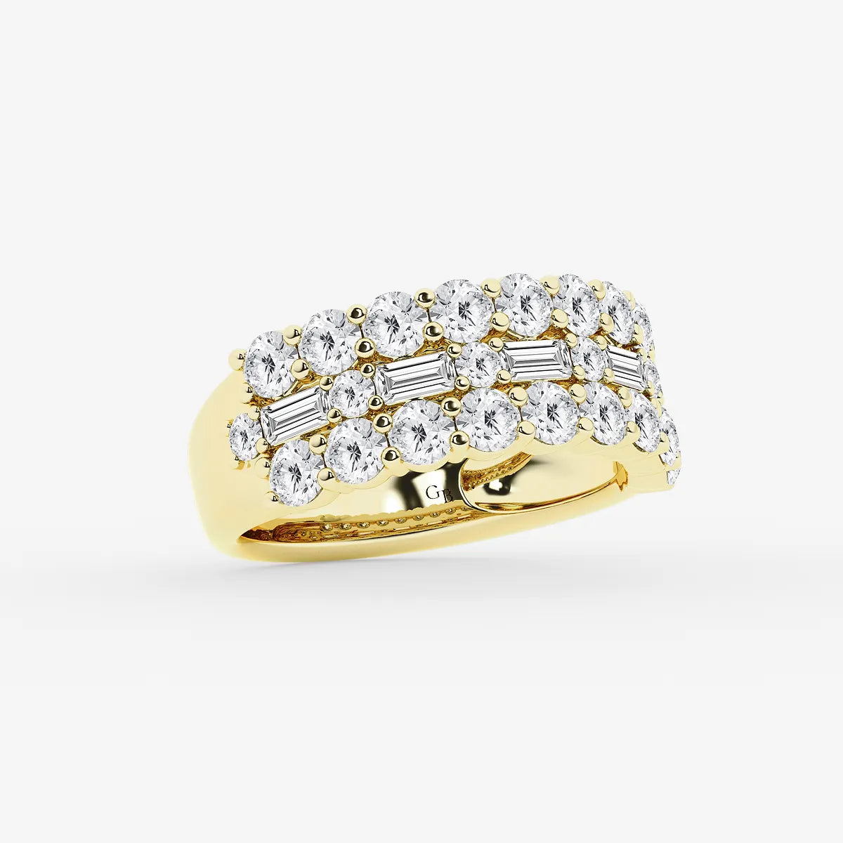 Luxe Layered Diamond Ring with Baguette & Round Stones