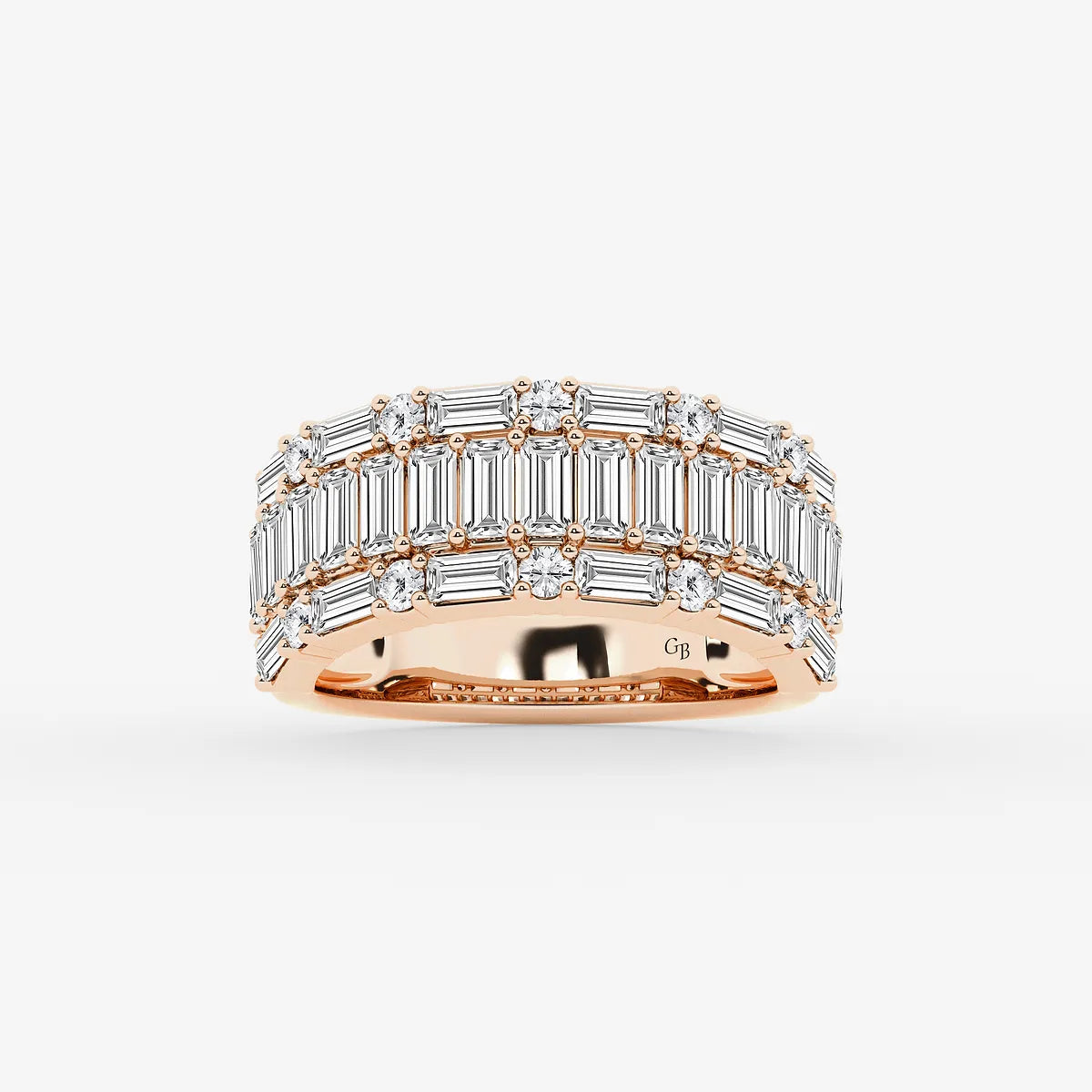 Triora Round & Baguette Lab-Grown Diamond Triple Row Ring