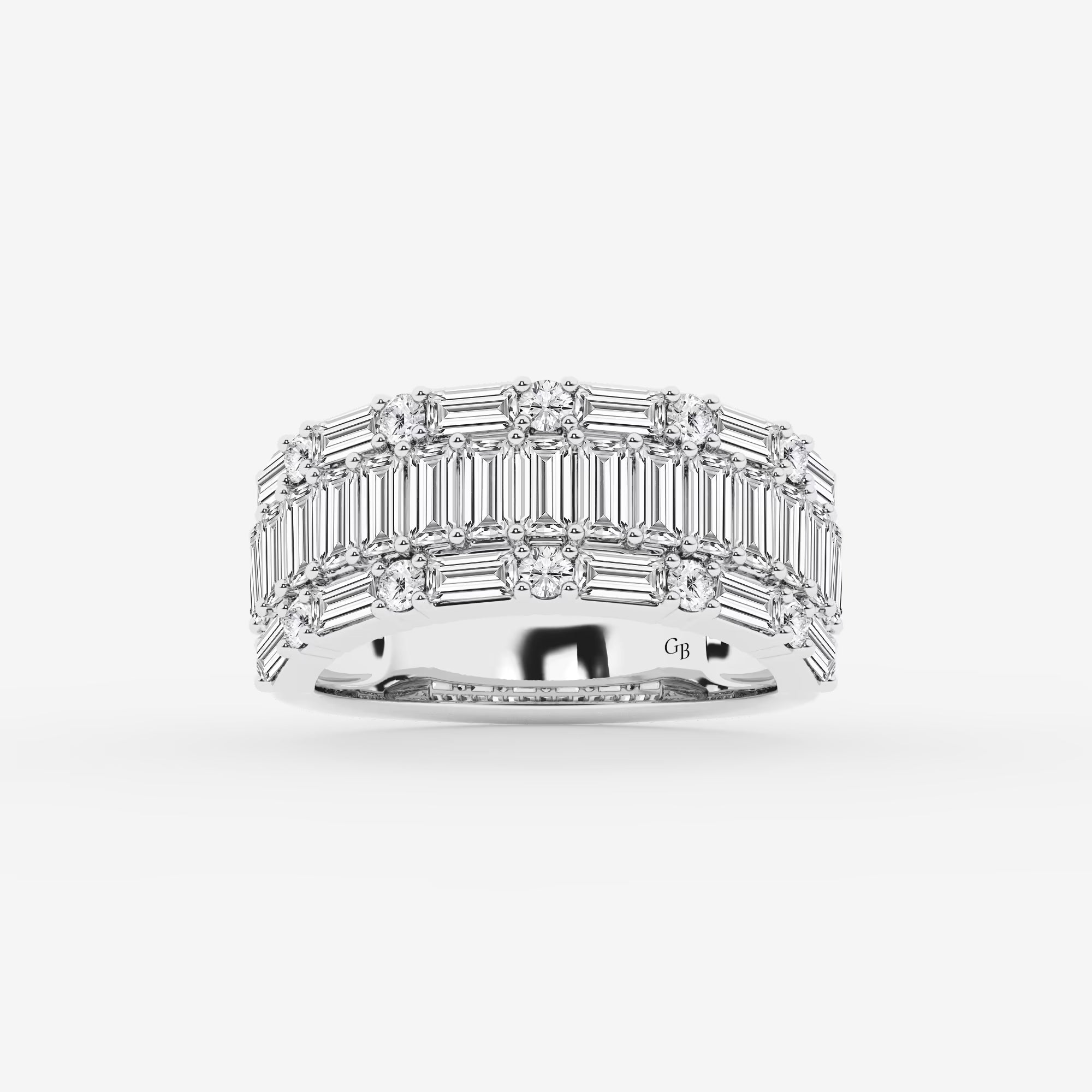 Triora Round & Baguette Lab-Grown Diamond Triple Row Ring