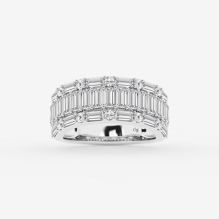 Triora Round & Baguette Lab-Grown Diamond Triple Row Ring