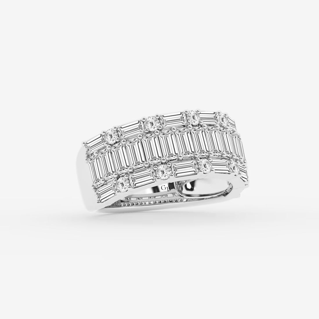 Triora Round & Baguette Lab-Grown Diamond Triple Row Ring